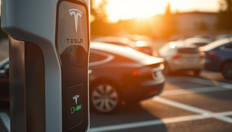 Tesla Supercharger with blurry cars, Tesla reputation poll 2025.