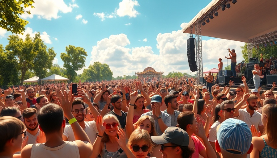 Joyful crowd at music festival in Austin summer on a budget