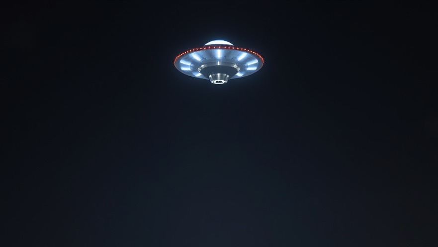 UFO flying at night with lights, highlighting public interest in extraterrestrial life.
