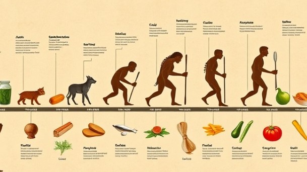 Timeline illustrating dietary evolution of modern humans.