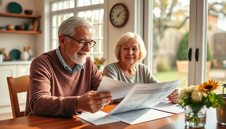 Elderly couple reviewing property tax documents in cozy home, Austin relief.