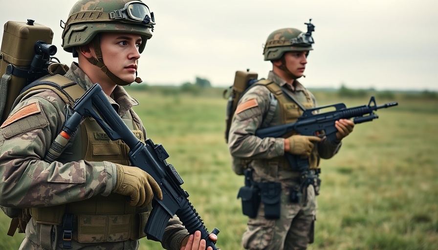 Army Guard soldiers train for Kosovo deployment outdoors.