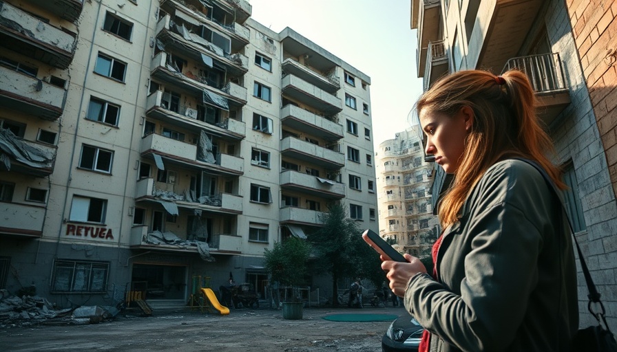 Ukraine airstrikes aftermath, woman by damaged building.