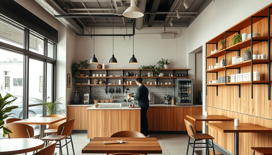 Modern Australian-style café in North Austin with barista making coffee.