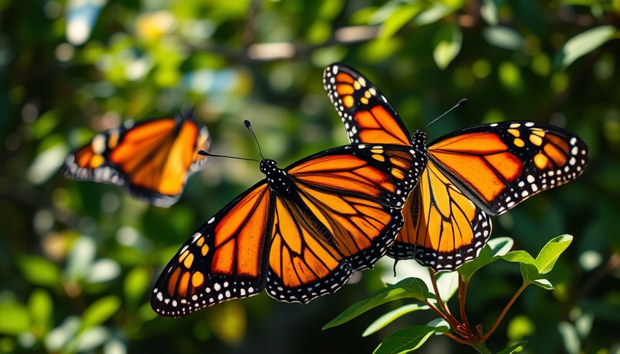 Monarch butterflies perched on flowers during migration