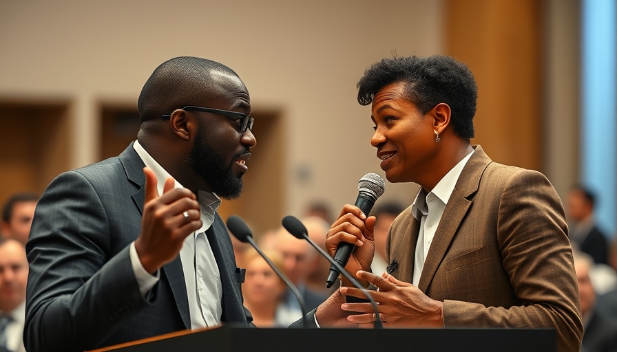 Individuals debating immigration policy USA in a formal setting.