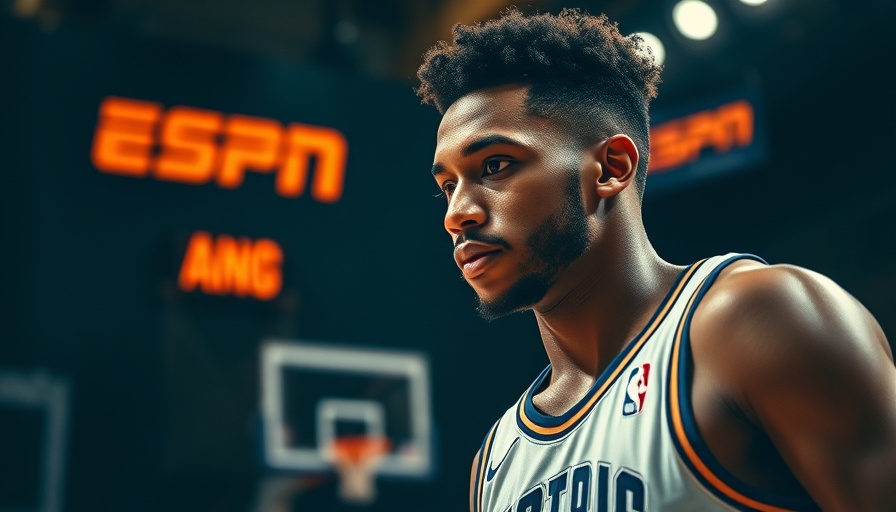 NBA playoffs player and ESPN banner in intense game mode.
