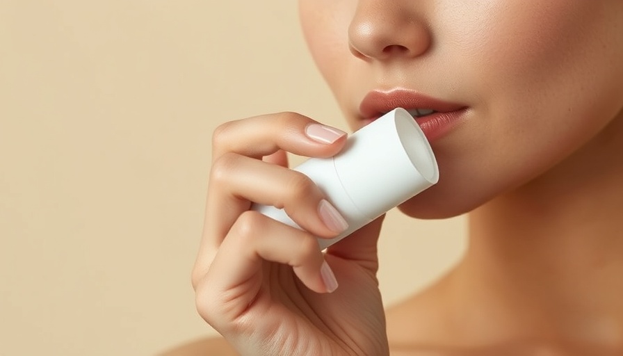Deodorant stick held by hand, promoting health and wellness.