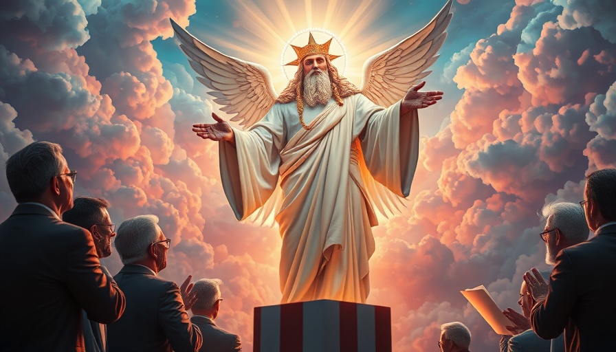 Conceptual divine figure overseeing election process.