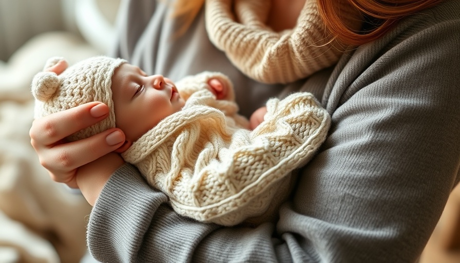 U.S. moms mental health decline: mother holding infant, serene setting