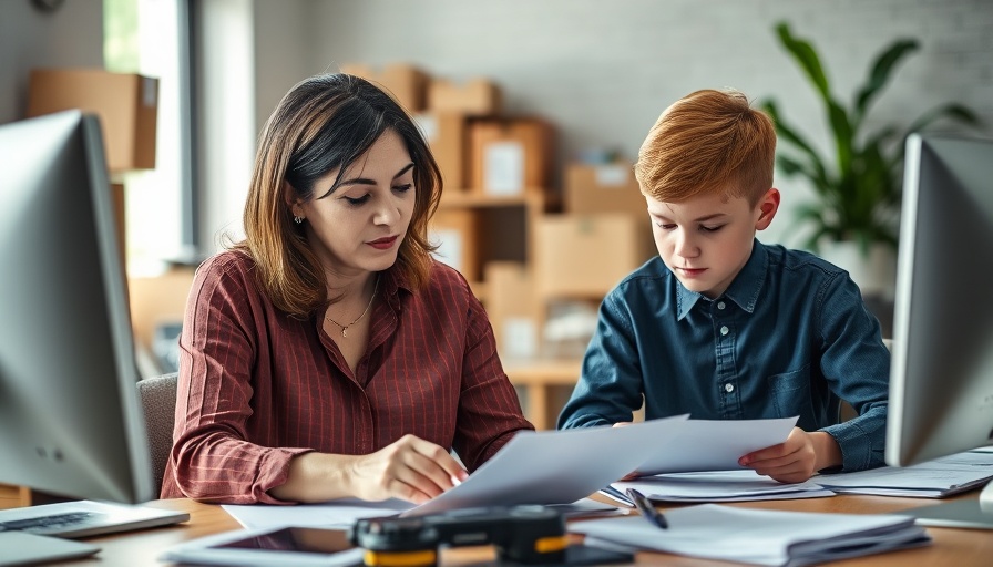 Focused office interaction between a woman and a boy, highlighting ADHD diagnoses in adults.