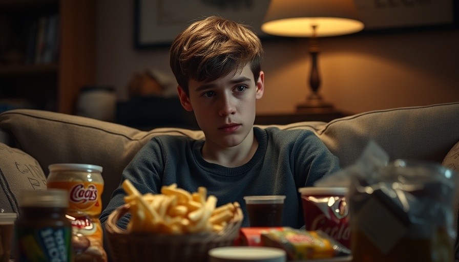 Teenage boy considers health risks of junk food.