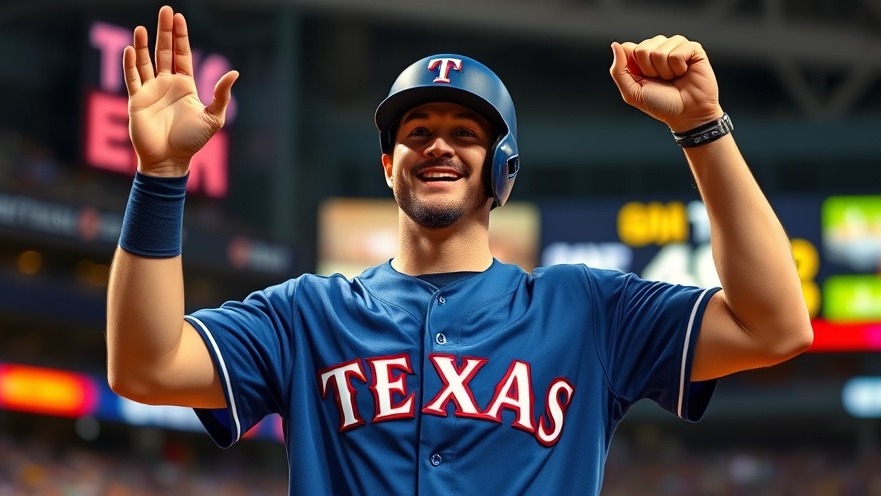 Texas Rangers' player celebrates victory featuring Kumar Rocker performance.