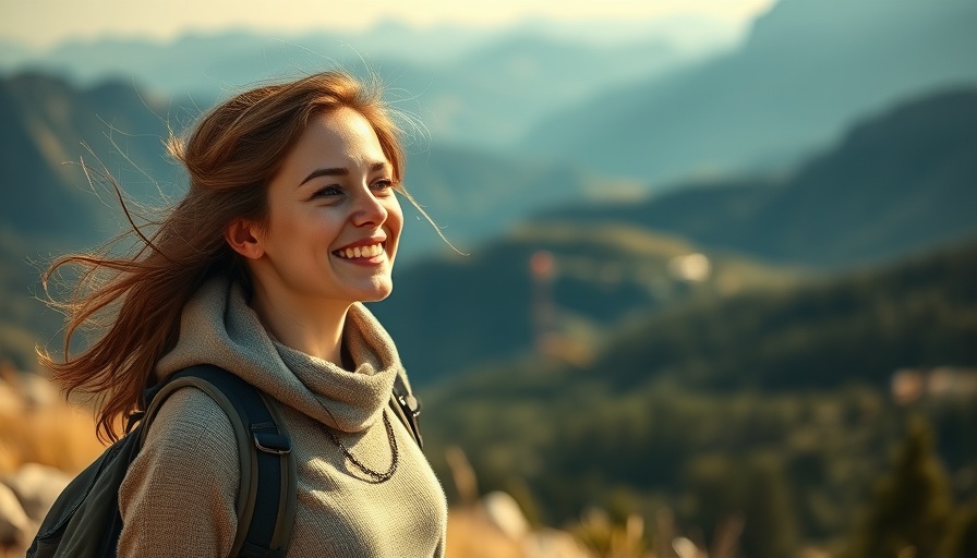 Young woman hiking in mountains, embracing health and wellness.