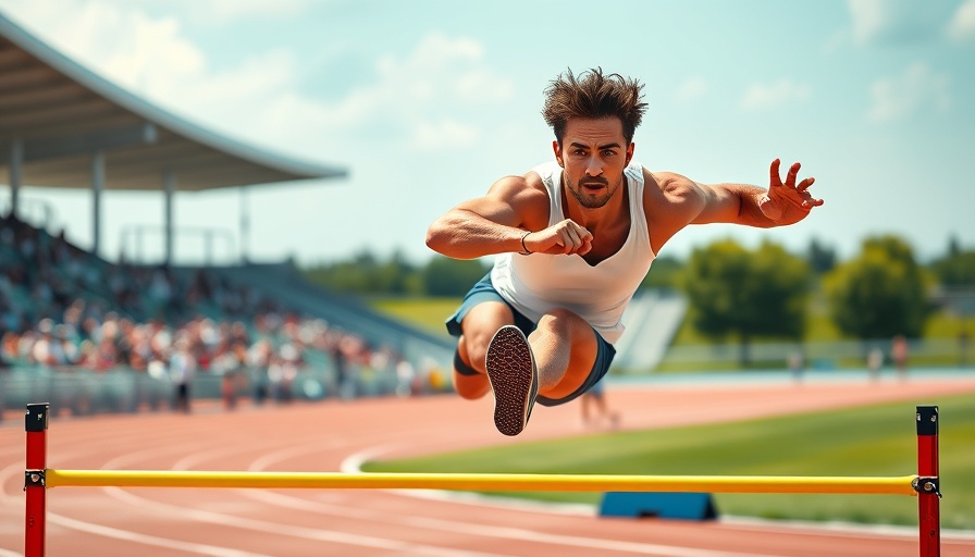 Athlete competing in high jump at California track event.
