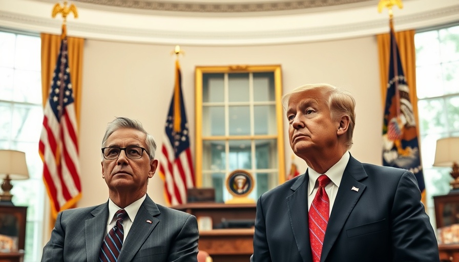 Trump breaking news today in a formal office setting.