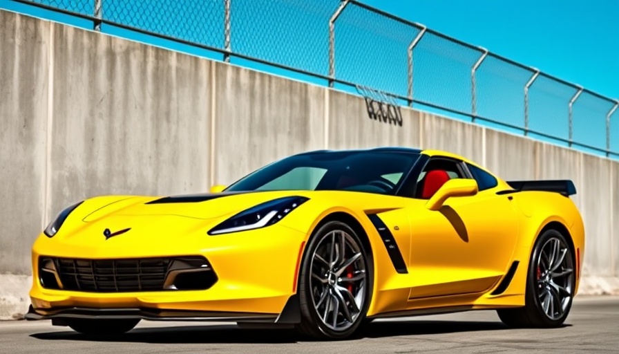 Yellow Chevrolet Corvette ZR1 parked against a wall on a clear day.