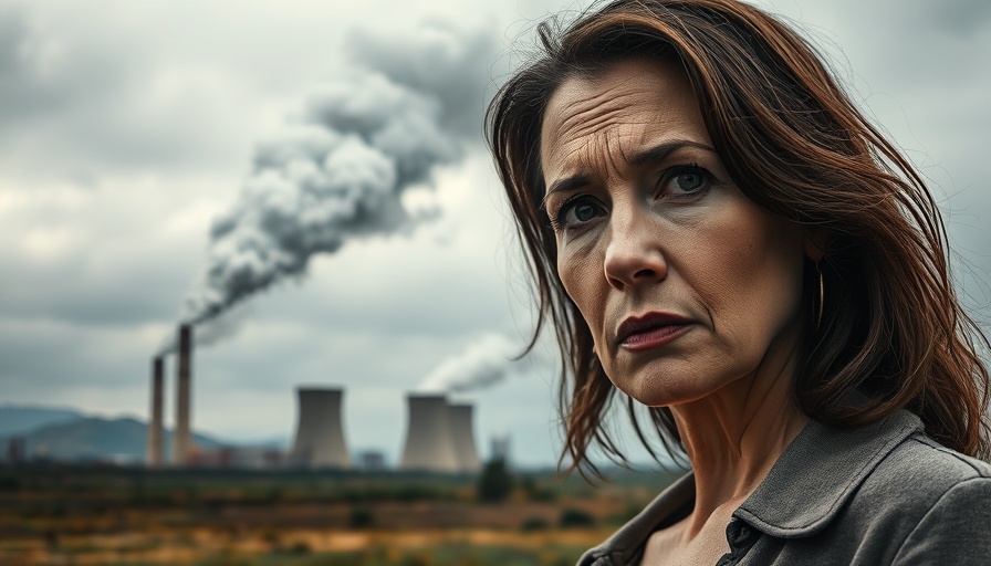 National news split image of woman and industrial plant.