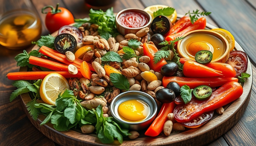 Assortment of Mediterranean foods for IBS relief.