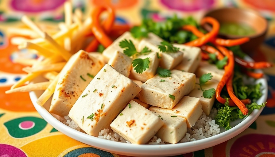 Vibrant high protein tofu meal with diverse dishes.