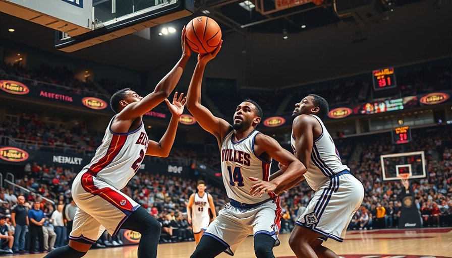 NBA highlights intense basketball game moment, players in action.