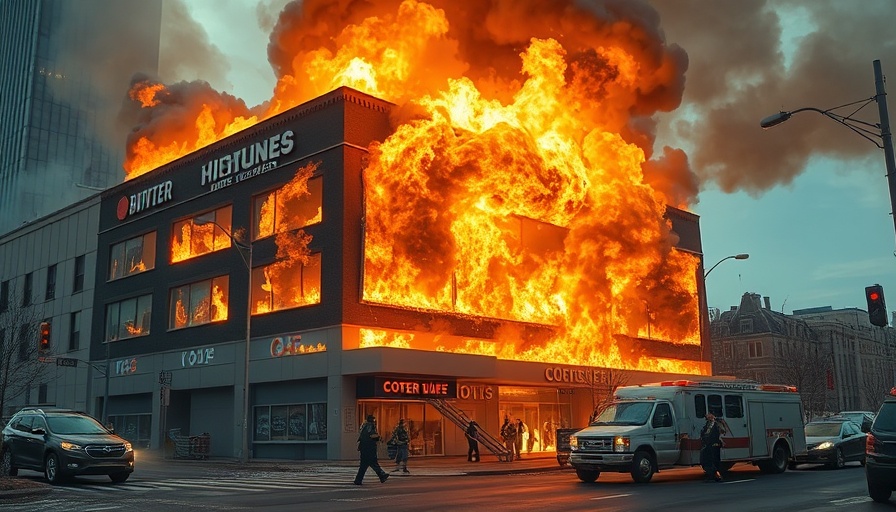 North Houston commercial fire with responders and thick smoke.