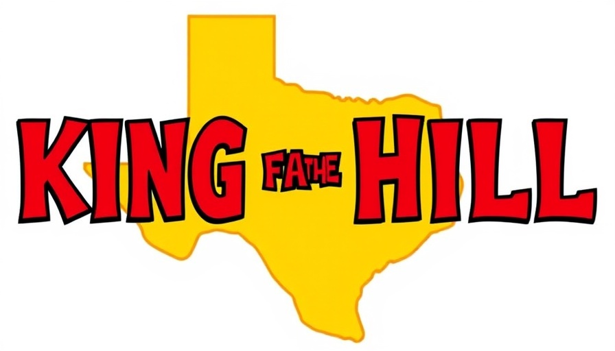 King of the Hill logo with Texas outline, cartoon style