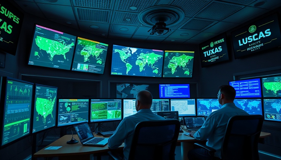 Futuristic Texas cybersecurity command center with advanced technology