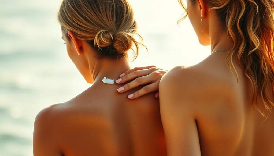 Impact of heat waves on mental health: caring gesture of applying lotion.