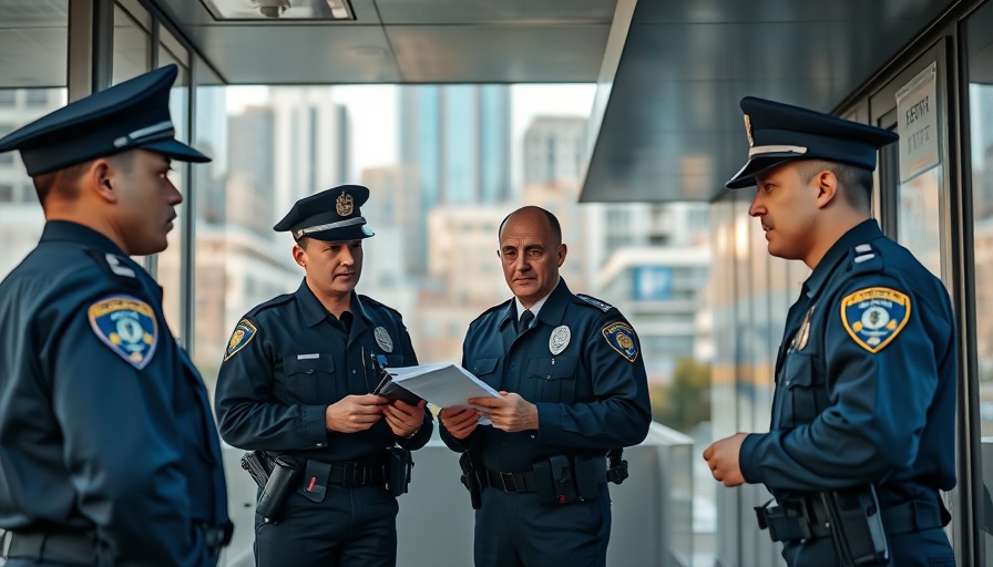 Austin police data collection program discussion outside the station.
