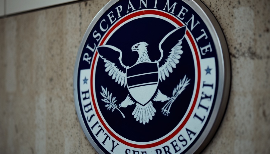 US Department of Homeland Security emblem on a wall.