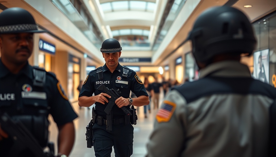Galleria Mall shooting incident security scene with officers.