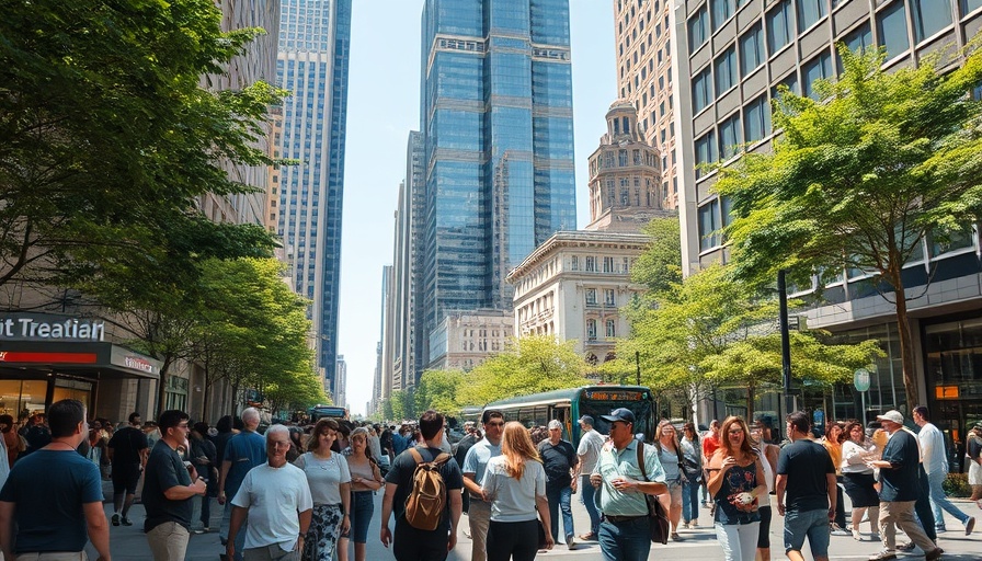Dynamic depiction of Austin lifestyle with urban city center scene.