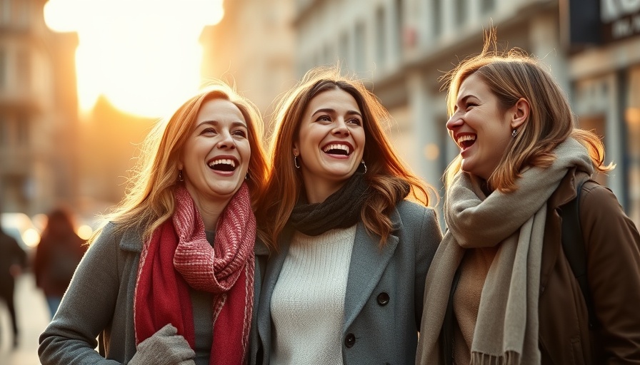 Joyful women laughing outdoors, Health and Wellness