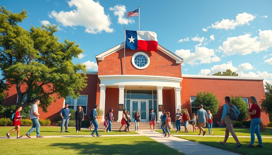 Visualizing Texas public school funding boost with vibrant scene.