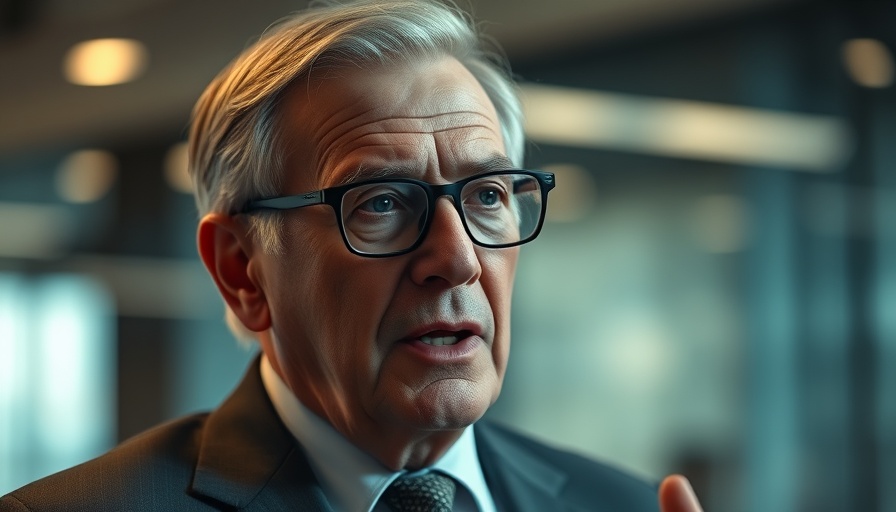 Distinguished older man speaking in a professional setting.