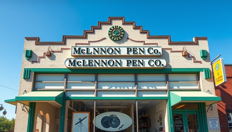 McLennon Pen Co. Austin art gallery with vintage architecture and modern art.