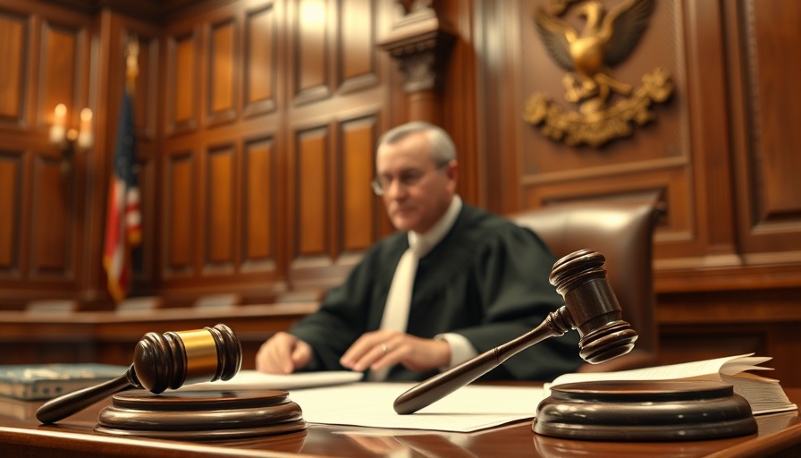 Courtroom scene symbolizing THC ban in Texas with judge and legal documents.
