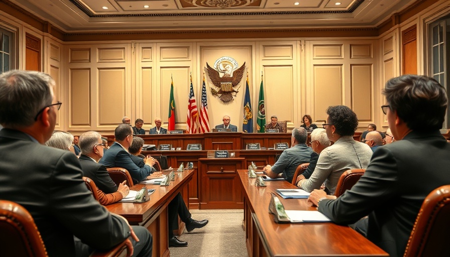City council meeting discussing policies in chamber with flags.