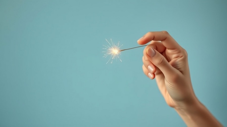 Photorealistic hand holding a sparkler, symbolizing personal growth habits and intentional living.
