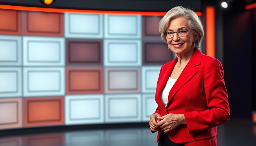 National news segment with presenter in red jacket
