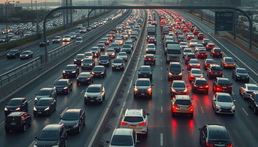Dense urban traffic on Katy Freeway during rush hour.