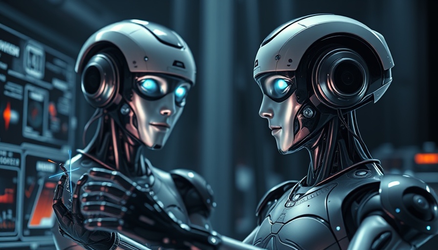 AI agents in business interacting with digital graphs in a futuristic setting.