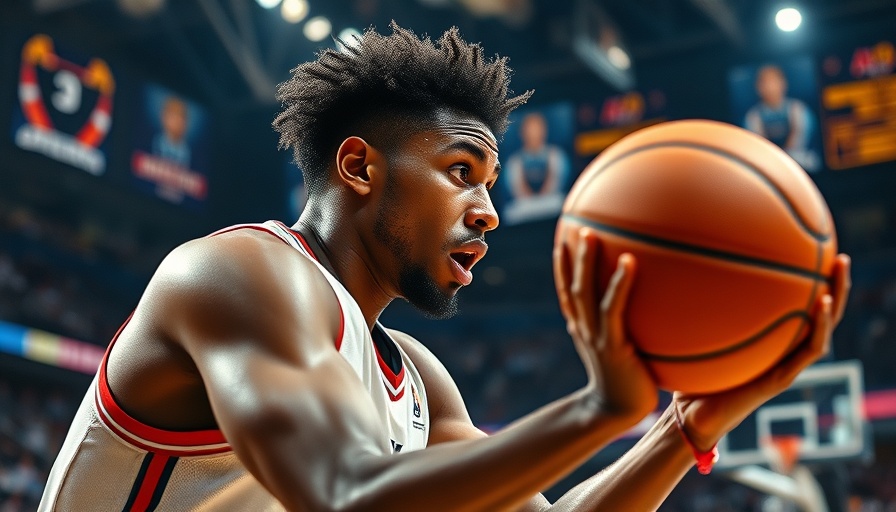 NBA playoffs highlights of basketball player focused on a play.