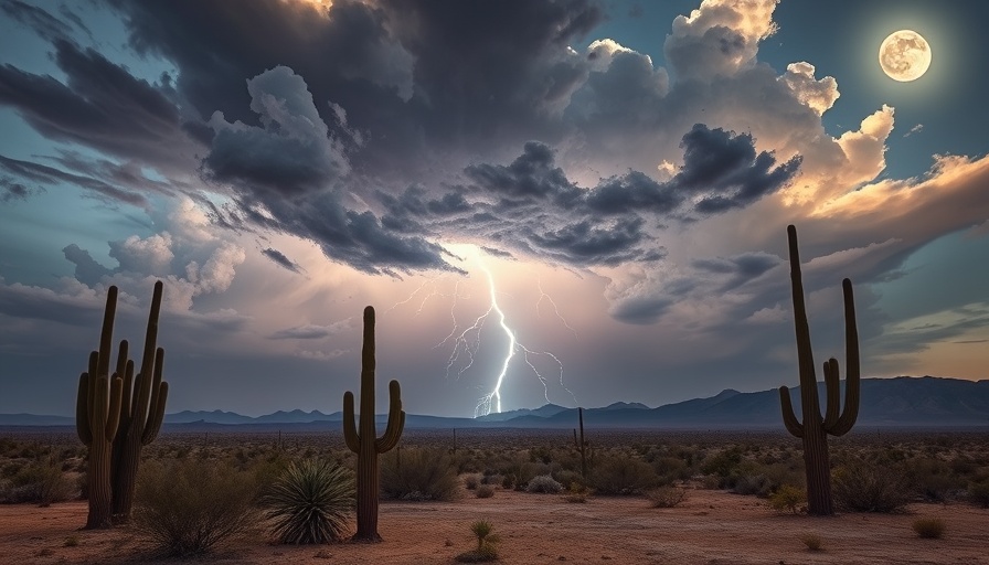 North American Monsoon season with dramatic lightning in desert.