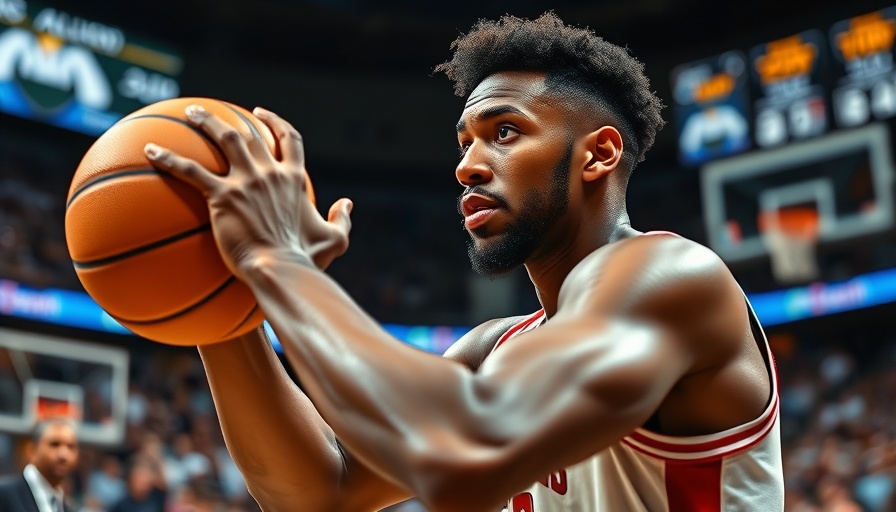 Basketball player in action during a game, in a crowded arena.