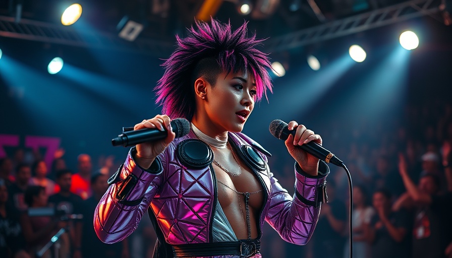 Katy Perry performing energetic concert in vibrant futuristic costume