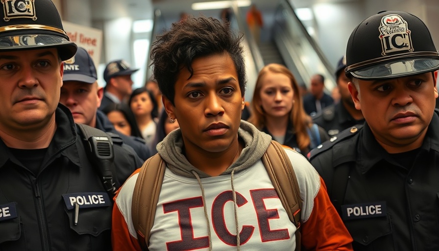 Protesters detained during anti-ICE protest.