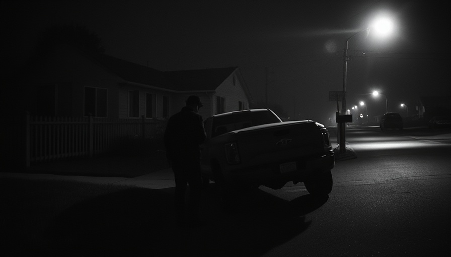 Surveillance footage of potential mail theft next to a truck at night.