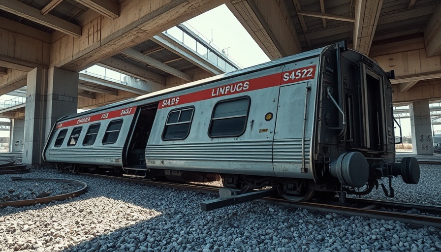 Houston train derailed news: sideways train car under bridge.